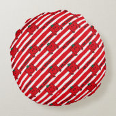 Meneer Sterk | Rode Strepen Patroon Rond Kussen (Achterkant)