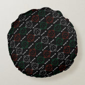 Meneer Sterk | Rood, Wit & Groen Patroon Rond Kussen (Achterkant)