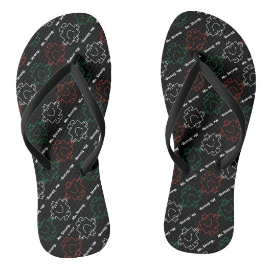 Meneer Sterk | Rood, Wit & Groen Patroon Teenslippers (Voetbed)