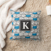 Meneer Stomper | Blauwe patroon | Monogram Kussen (Deken)