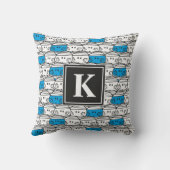 Meneer Stomper | Blauwe patroon | Monogram Kussen (Achterkant)