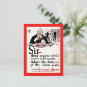 Meneer, verspil geen voedsel  Wereldoorlog I Briefkaart (Staand voorkant)