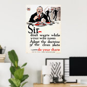 Meneer, verspil geen voedsel  Wereldoorlog I Poster (Thuiskantoor)