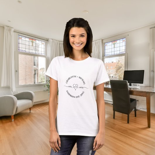 Meneer witte zwarte pasgetrouwden namen t-shirt