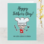 Meneer ziet er goed uit en kookt Happy Vaderdag Kaart (Gele Bloem)
