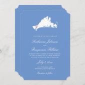 Menemsha Martha's Vineyard Elegant Map Wedding Kaart (Voorkant / Achterkant)