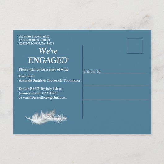 Meng blauw patroon herhaalt & witte kant uitnodiging briefkaart (Achterkant)