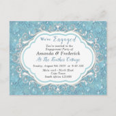 Meng blauw patroon herhaalt & witte kant uitnodiging briefkaart (Voorkant)