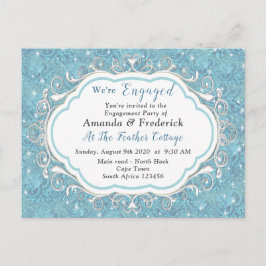 Meng blauw patroon herhaalt & witte kant uitnodiging briefkaart