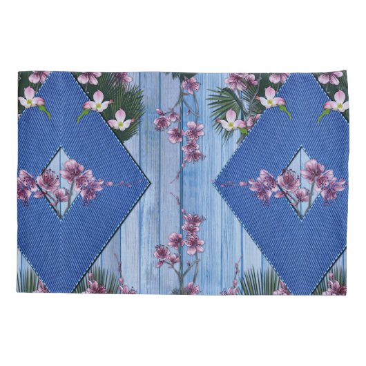 Meng blauwe plekken en gespannen hoesje met ruitvo kussensloop (Achterkant)