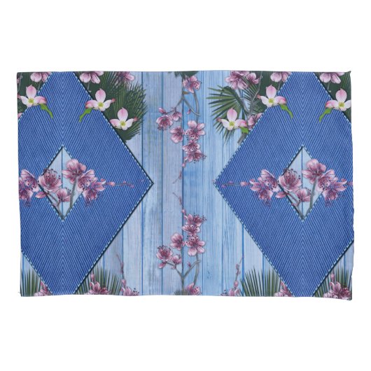 Meng blauwe plekken en gespannen hoesje met ruitvo kussensloop (Voorkant)