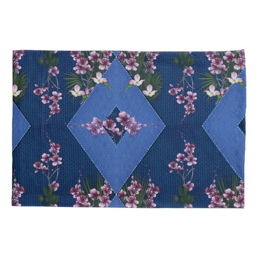 Meng blauwe plekken en gespannen hoesje met ruitvo kussensloop (Achterkant)