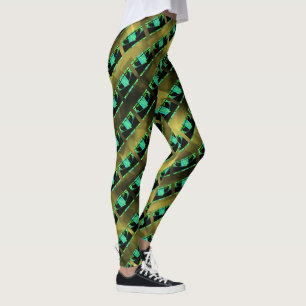 Meng de geometrische verhouding, strepen groen zwa leggings