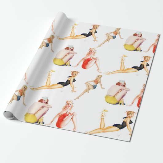 Meng die Pin Up Girls Cadeaupapier (Uitgerold)