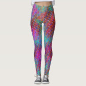 Meng groenblauw + roodroze, 3D kleine driehoeken Leggings (Voorkant)
