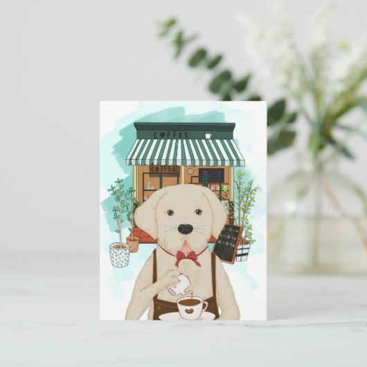 Meng Labrador Coffee Briefkaart (Staand voorkant)