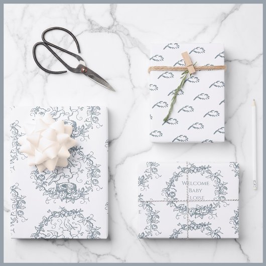 Meng n Gelijke vogels Nest Custom Name Baby shower Inpakpapier Vel