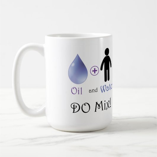 Meng olie en water koffiemok (Links)