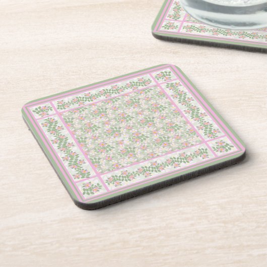 Meng roze doolpatronen: set Onderzetters (Linkerzijde)