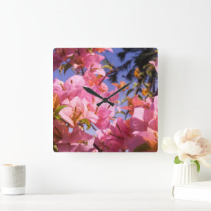 Mengel roze en oranje Bougainvillea bloemen Vierkante Klok