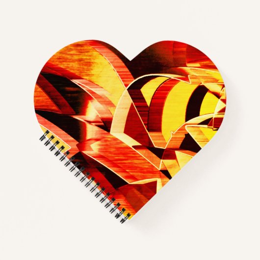 Mengeling van geel met donkerrood, sterk gestreekt notitieboek (Voorkant)