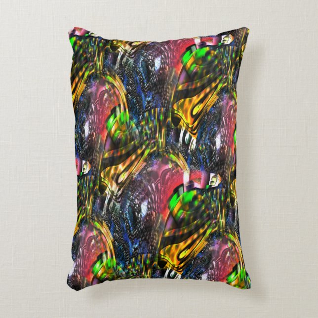 Mengeling van kleurrijke virtuele kunst geïnspiree accent kussen (Voorkant(Verticaal))