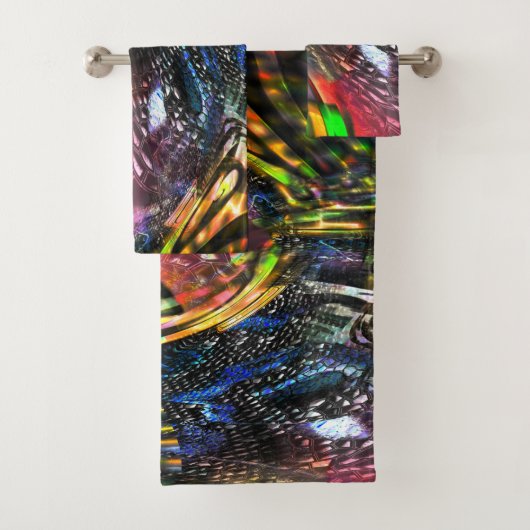 Mengeling van kleurrijke virtuele kunst geïnspiree bad handdoek (Insitu)