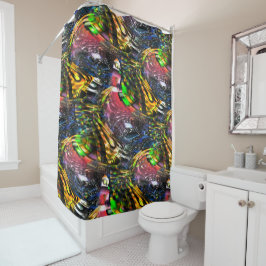 Mengeling van kleurrijke virtuele kunst geïnspiree douchegordijn