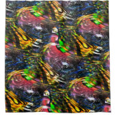 Mengeling van kleurrijke virtuele kunst geïnspiree douchegordijn (Voorkant)