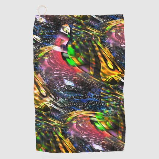 Mengeling van kleurrijke virtuele kunst geïnspiree golfhanddoek (Voorkant)