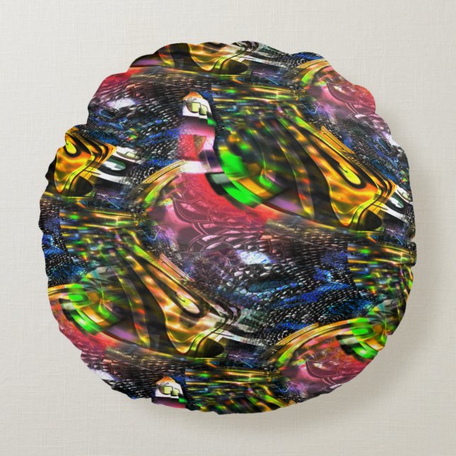 Mengeling van kleurrijke virtuele kunst geïnspiree rond kussen (Voorkant)