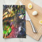 Mengeling van kleurrijke virtuele kunst geïnspiree theedoek (Quarter Fold)