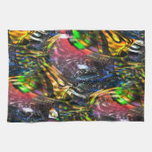 Mengeling van kleurrijke virtuele kunst geïnspiree theedoek (Horizontaal)