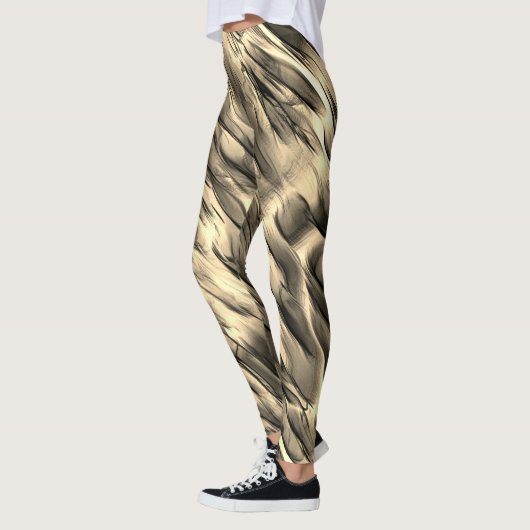 Mengeling van ondoorzichtig en chroombeige golvend leggings (Links)