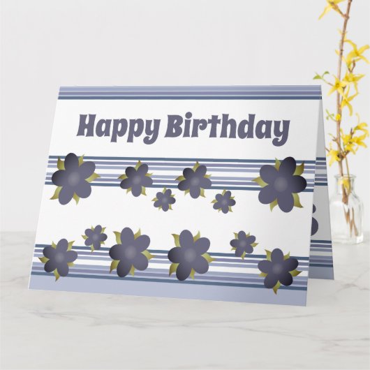 Mengeling van strepen en blauwe Floral Kaart (Gele Bloem)