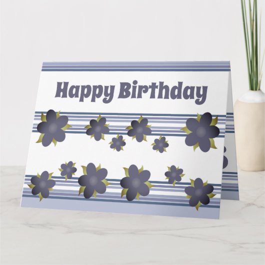 Mengeling van strepen en blauwe Floral Kaart (Voorkant)