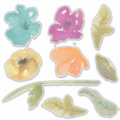 Mengeling van waterverf gekleurde bloemen sticker (Voorkant)