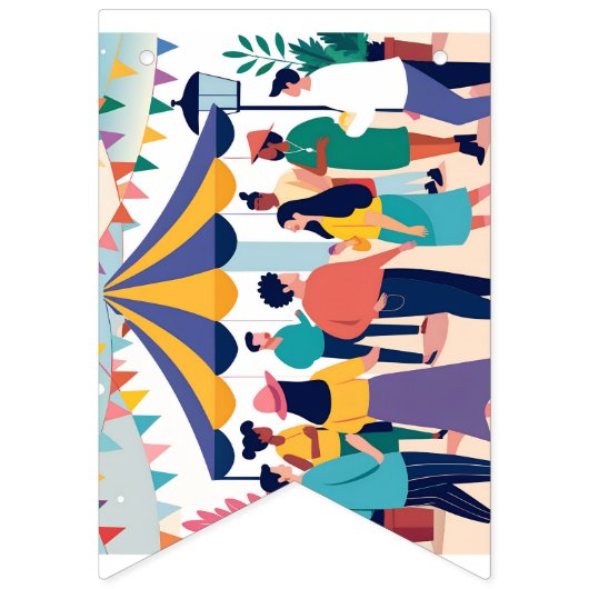 mengen-onder-een-bladerdak-van-kleurrijk-broodje vlaggetjes (Tweede vlag)