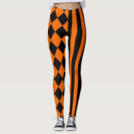Mengingspatroon voor Halloween Black en Oranje Leggings (Voorkant)