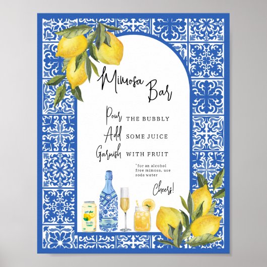 Mengons en mediterrane Tegel Shower Mimosa Bar Poster (Voorkant)