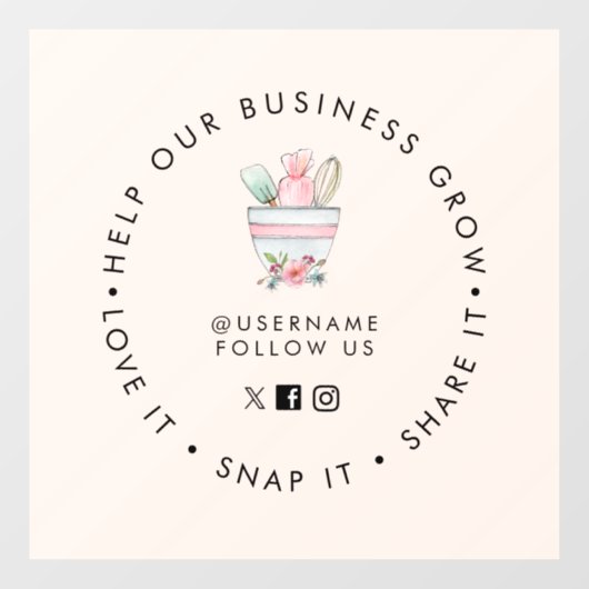 Mengsel van bakkerij Bleek Roze Sociale media volg Raamsticker (Vel)