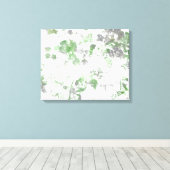 Mengsel van bloempatroon en wandtextuur canvas afdruk (Insitu (Houten vloer))