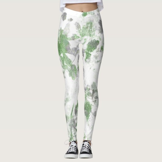 Mengsel van bloempatroon en wandtextuur leggings (Voorkant)