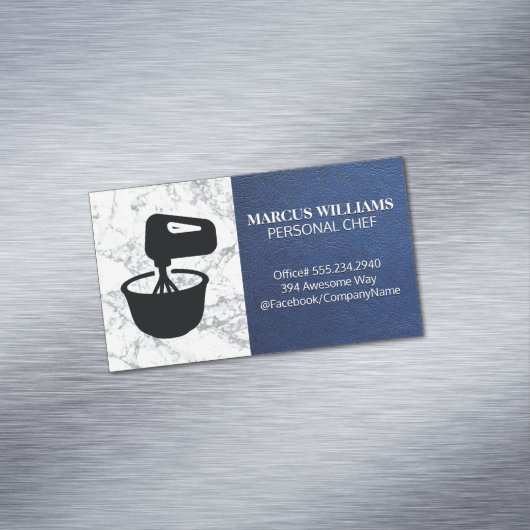 Mengsel van Bowl | Blauwe lederen marmer Magnetisch Visitekaartje (Voorbeeld)