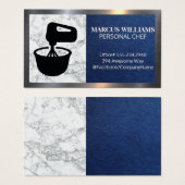 Mengsel van Bowl Logo | Blauwe lederen marmer Visitekaartje (Voorkant /achterkant)