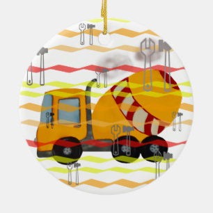 Mengsel van geel en rood beton keramisch ornament