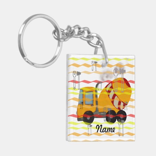 Mengsel van geel en rood beton sleutelhanger (Voorkant Links)