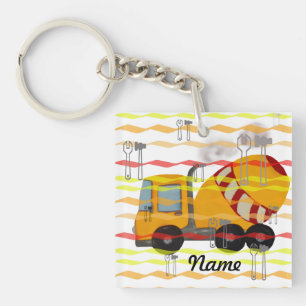 Mengsel van geel en rood beton sleutelhanger