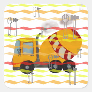 Mengsel van geel en rood beton vierkante sticker