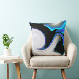 Mengsel van glad met blauwe neonkrommen over schad kussen